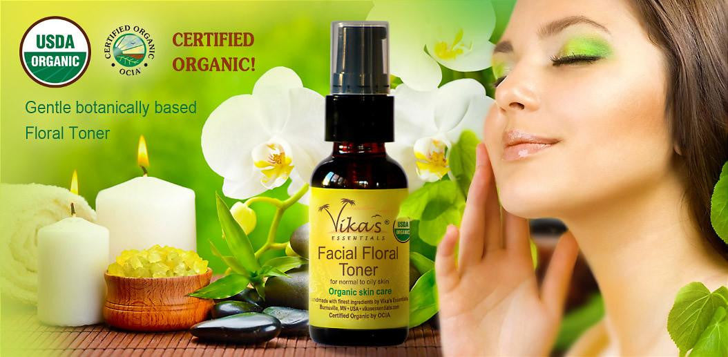 Facial Floral Toner for Normal to Oily Skin - USDA Certified Organic